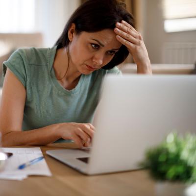 woman stressed on computer