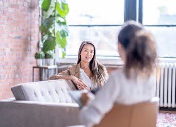 Woman talking to therapist