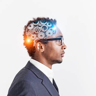 man with cogs in brain