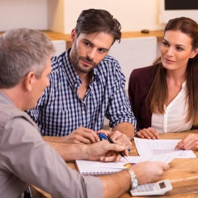 couple talking to finance professional