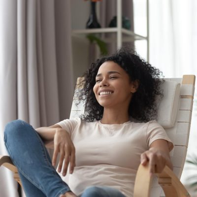 woman happy and relaxed